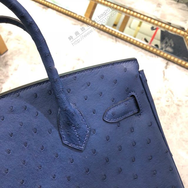 Hermes女包 愛馬仕Birkin30cm Hermes鉑金包 進口k級鴕鳥皮 手工蠟線縫製 Hermes鴕鳥皮手提女包  am1981